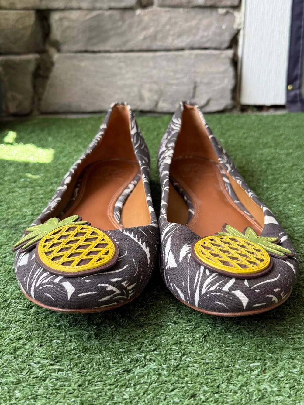 Tory Burch Pineapple Tropical Print Womens Ballet Flats